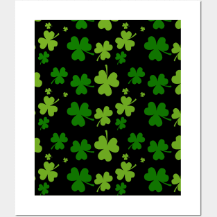 St Patricks day Clovers Leaf Pattern Posters and Art